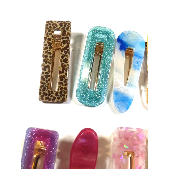 Hair Barrettes Clips Lot Of 8 Sparkles Retro Classic - Picture 9 of 11